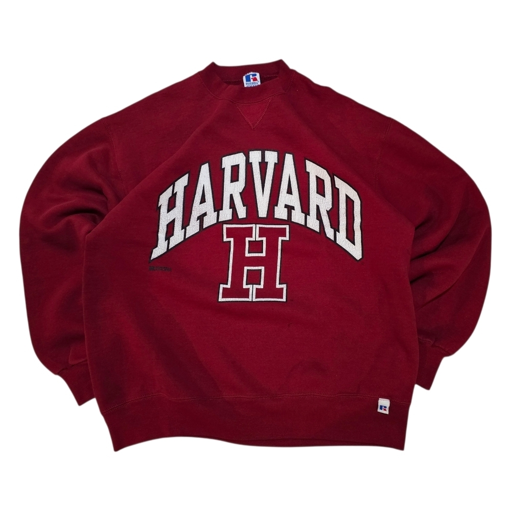 Vintage 90's Russell Athletic Maroon Harvard Crewneck Sweater